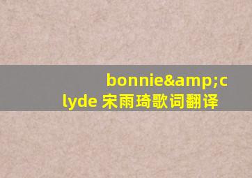 bonnie&clyde 宋雨琦歌词翻译